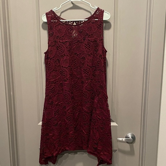 Robbie Bee Asymmetrical Lace Dress - Deep Red Size 16 - Picture 1 of 8